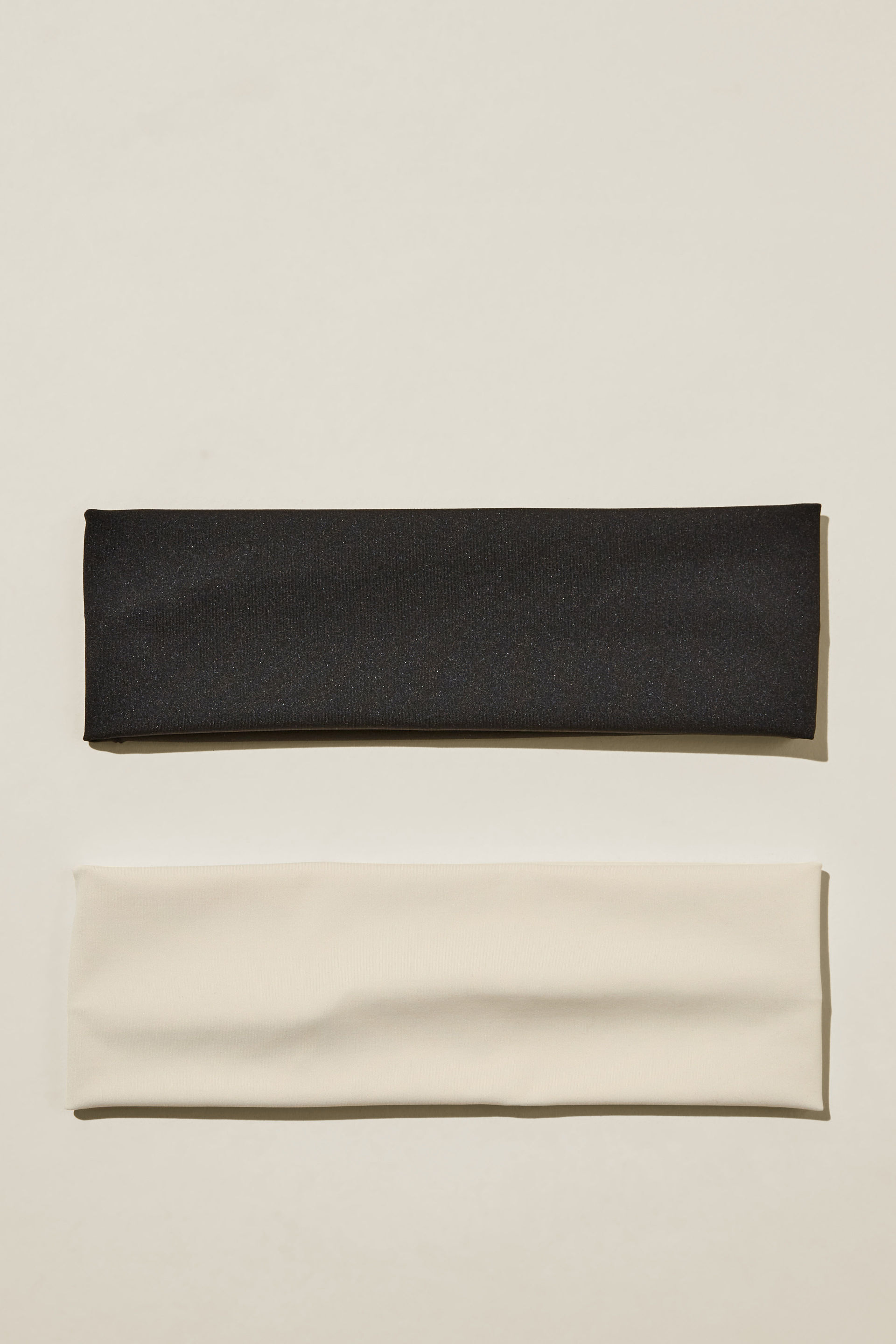 2Pk Soft Headband black & ecru smooth