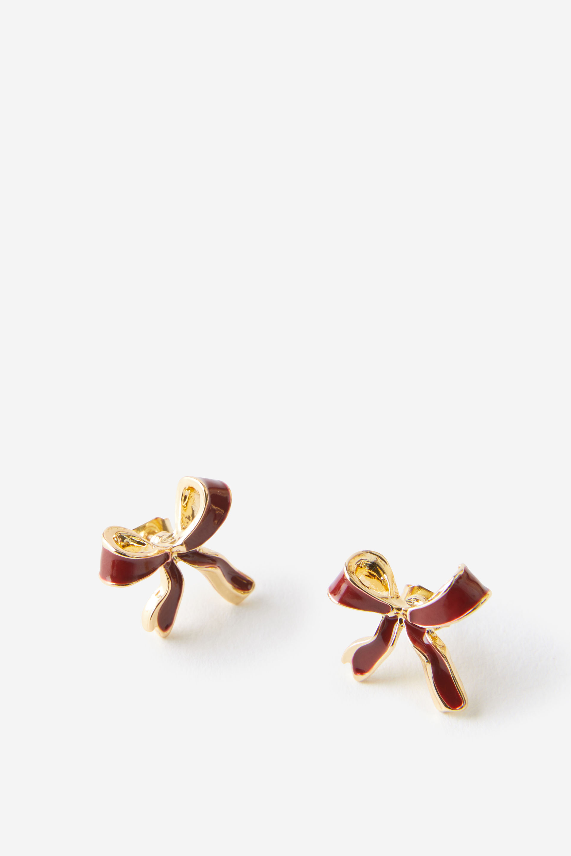 Small Charm Earring up burgundy bows