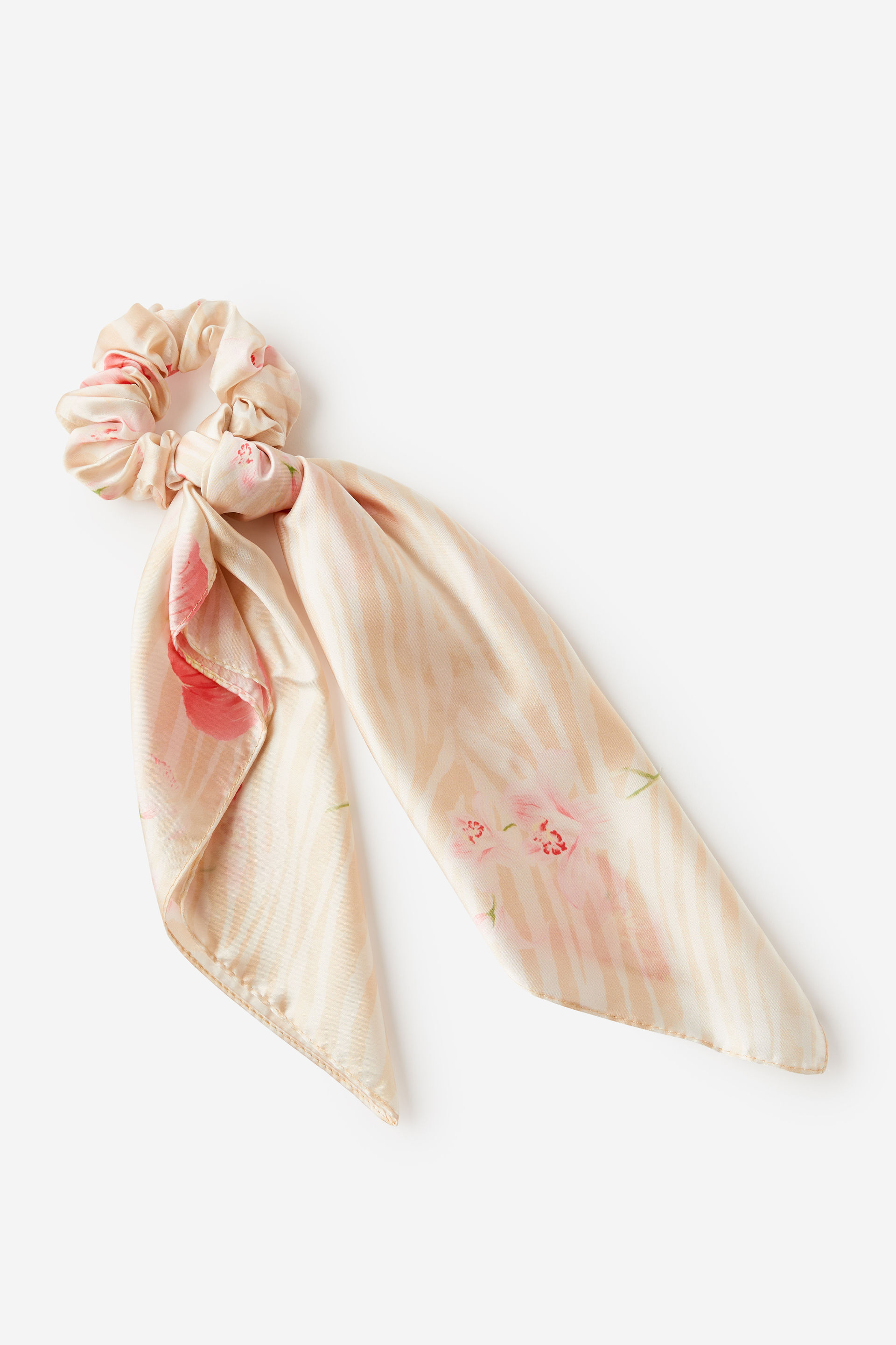 Scarf Bow Scrunchie zebra/pink hibiscus