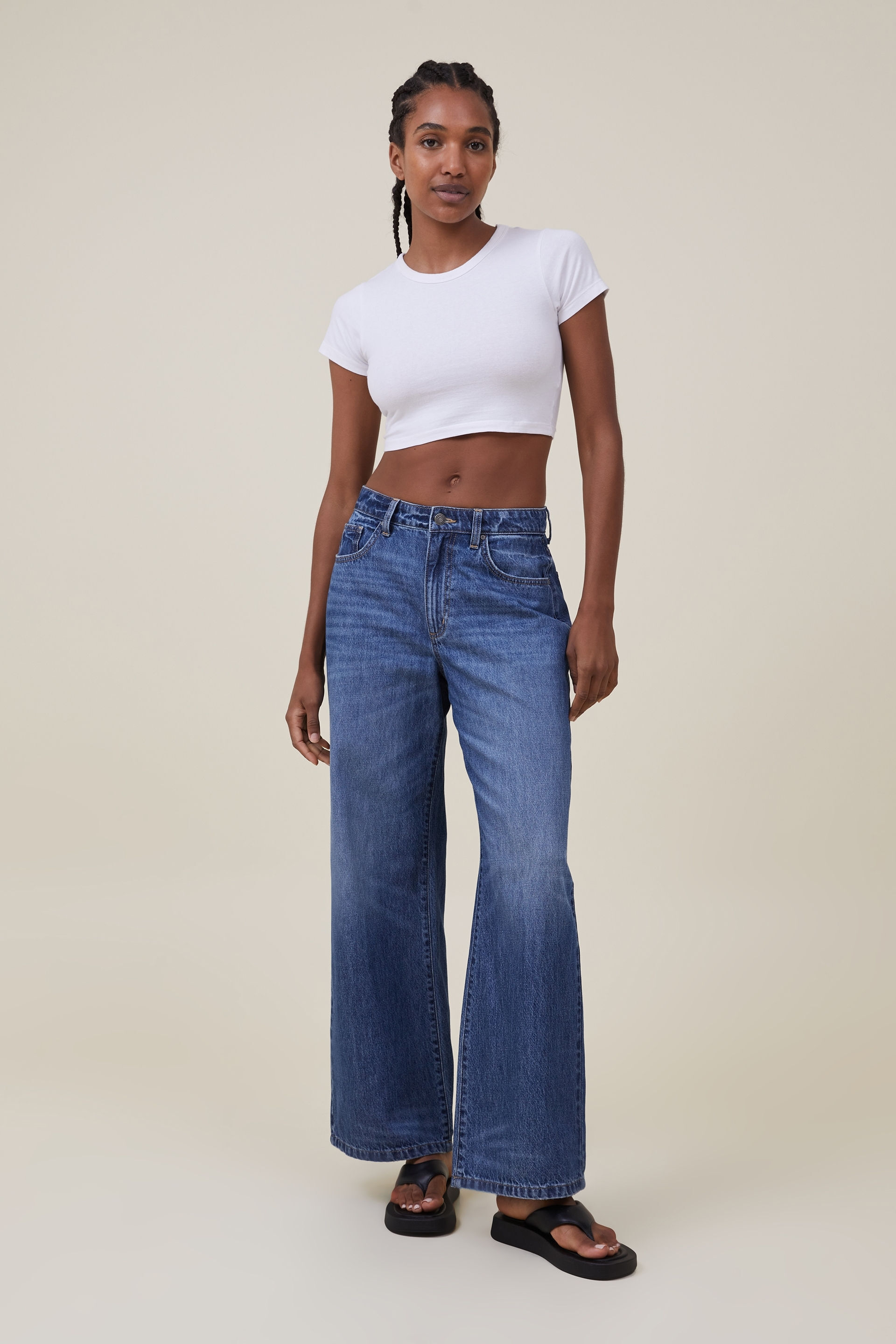 Relaxed Wide Jean bottle blue
