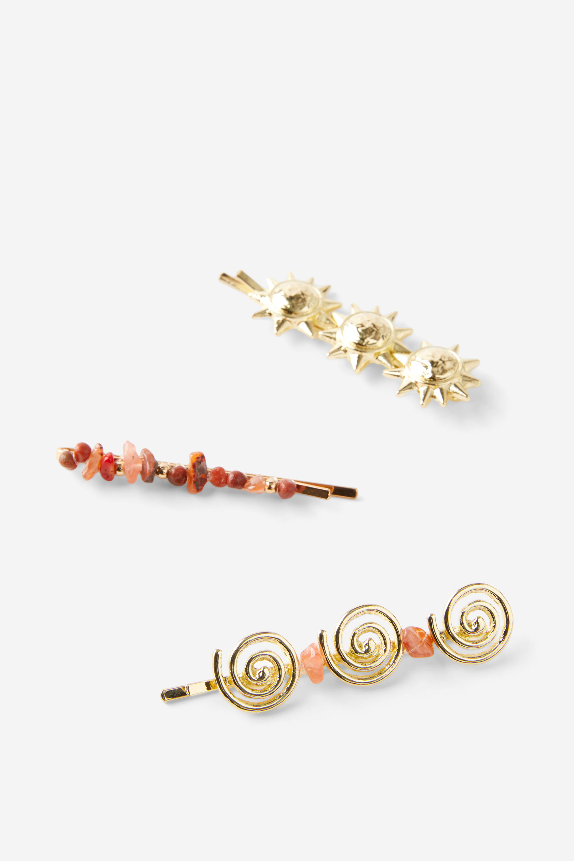 Amelia Hair Clip gold sun/pink stone