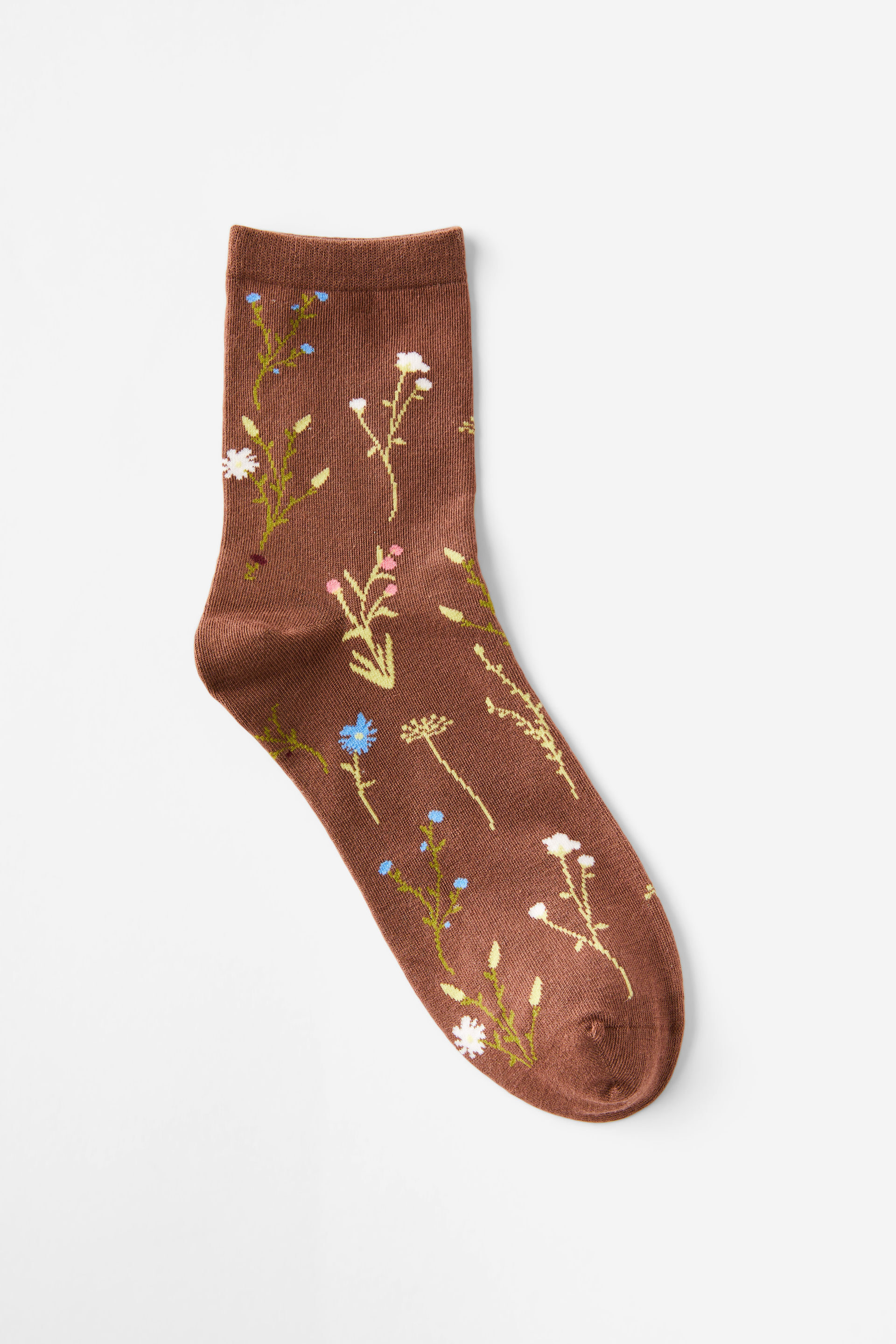 Floral Crew Sock texas brown