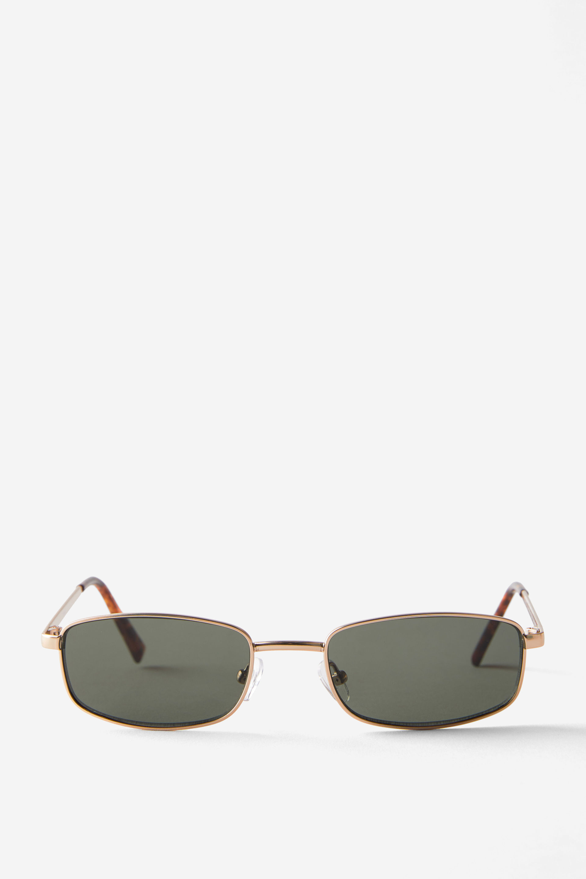 Asha Metal Slim Wrap Around Sunglasses matte gold/green