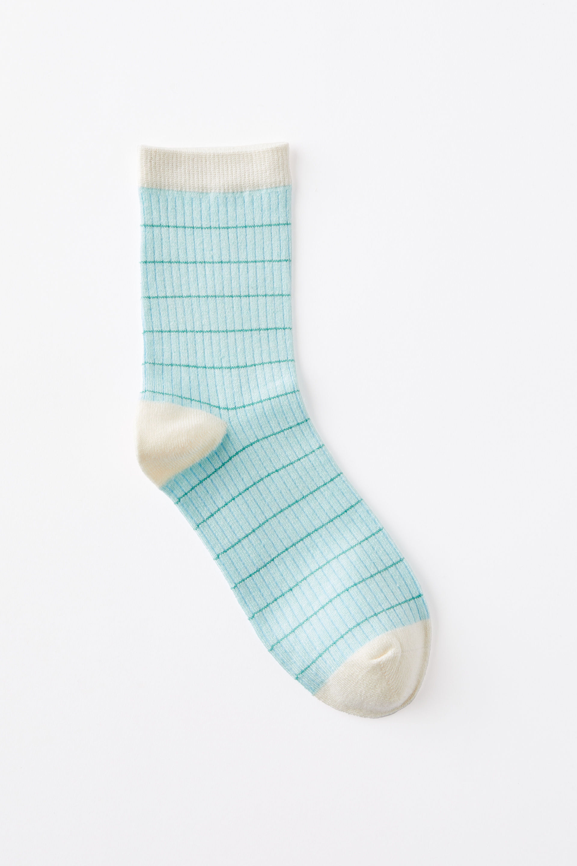 Grid Pattern Crew Sock cloudy jade