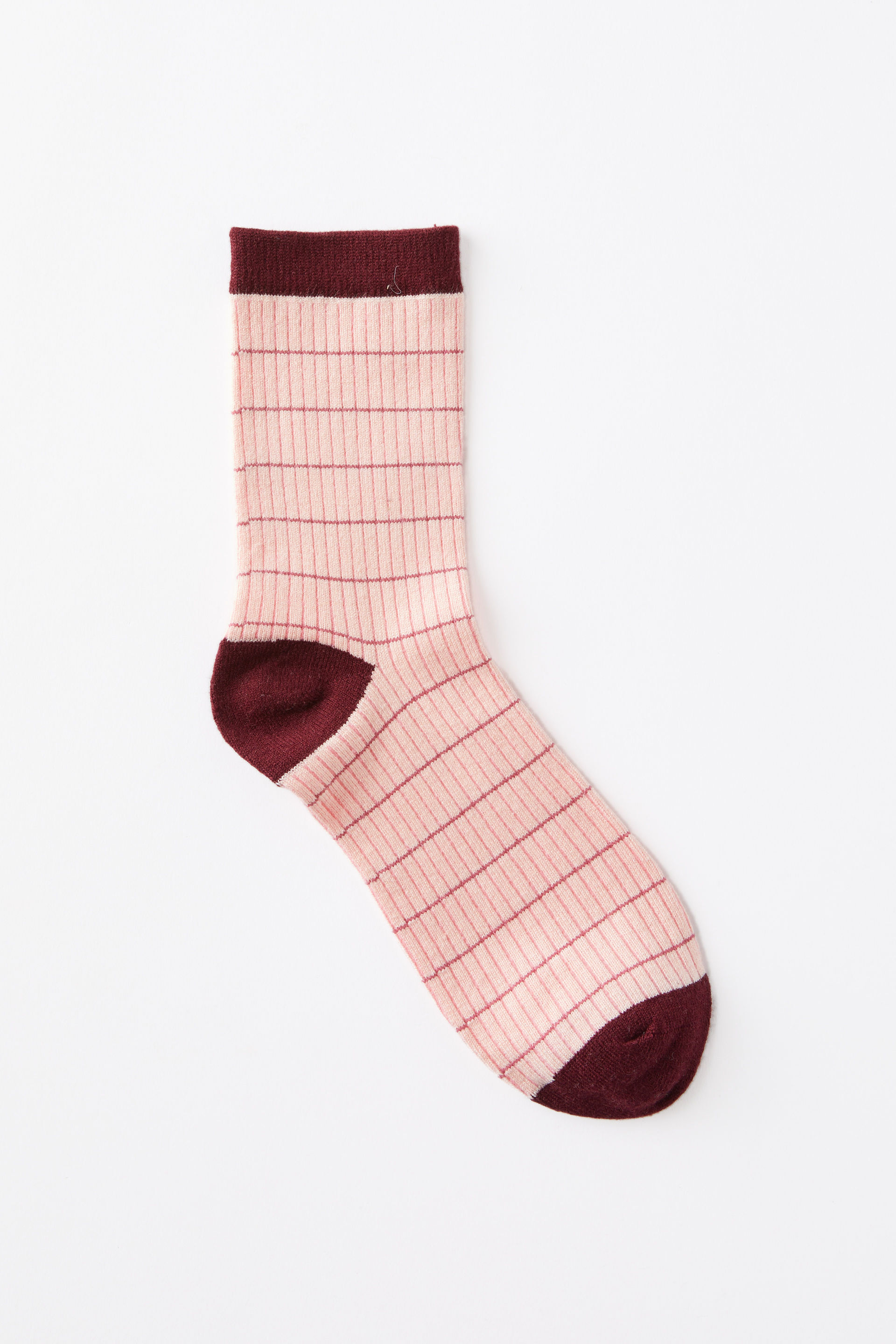 Grid Pattern Crew Sock soft pink