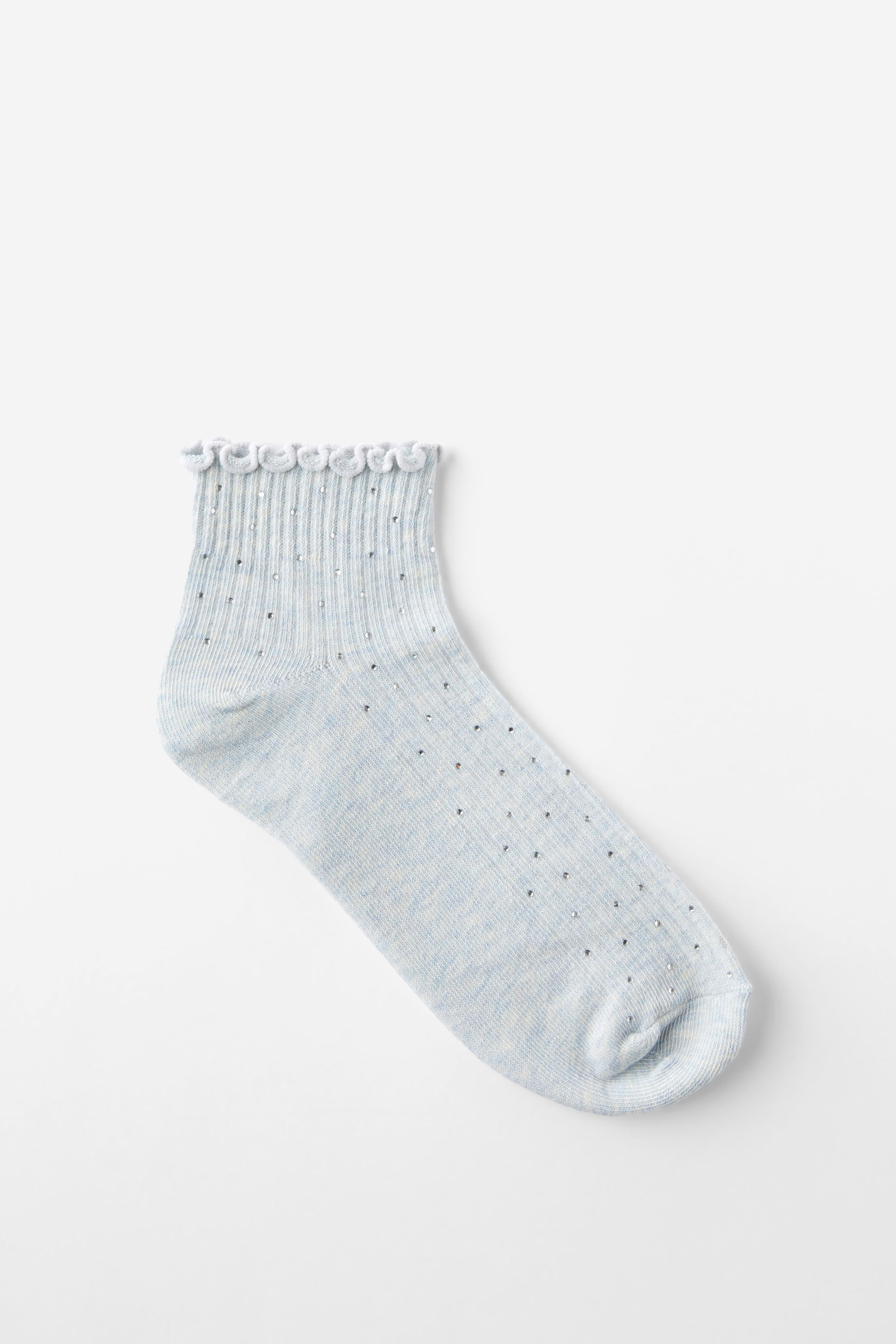 Diamante Frill Ankle Sock blue