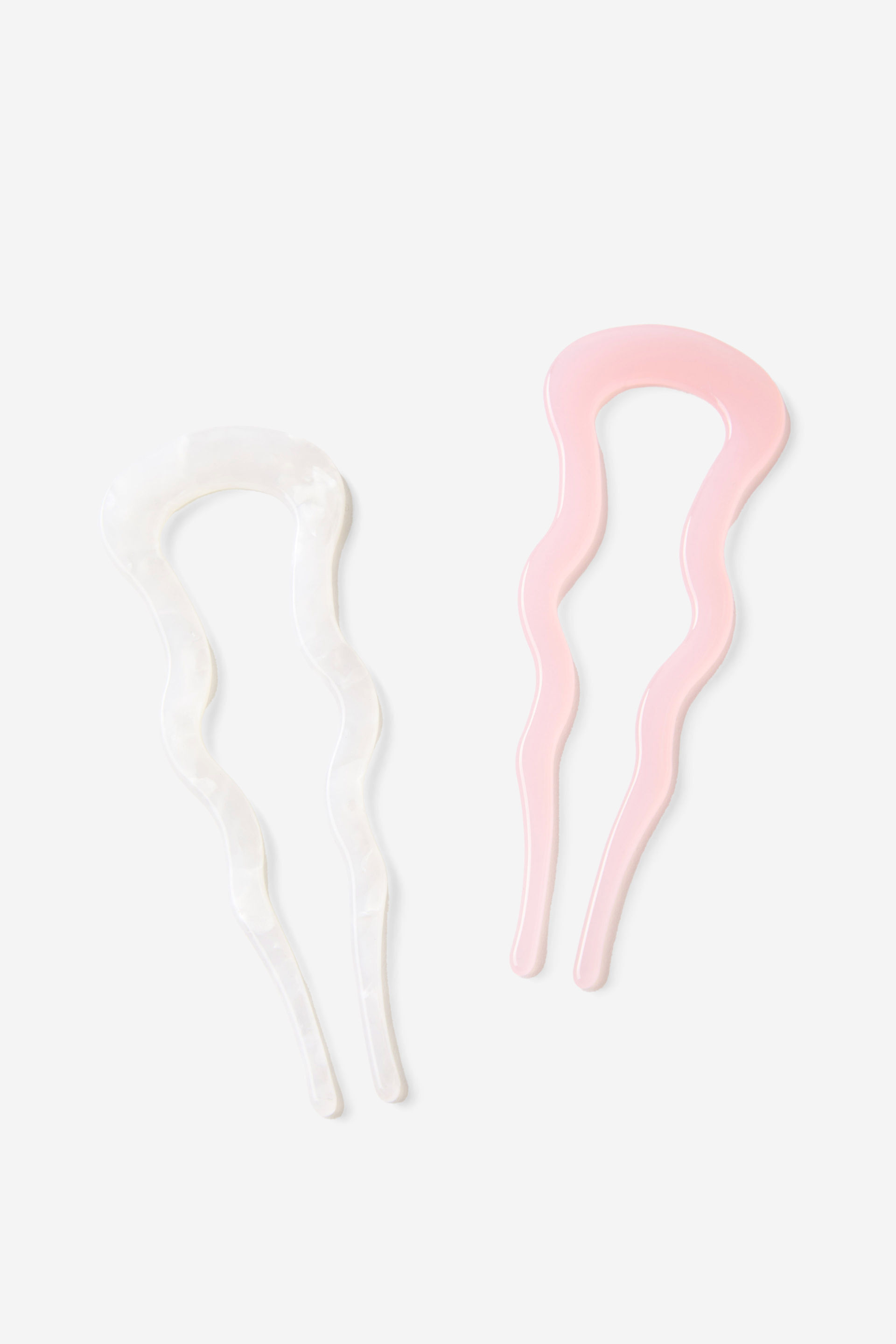 2Pk Hair Pin white marble/blush pink